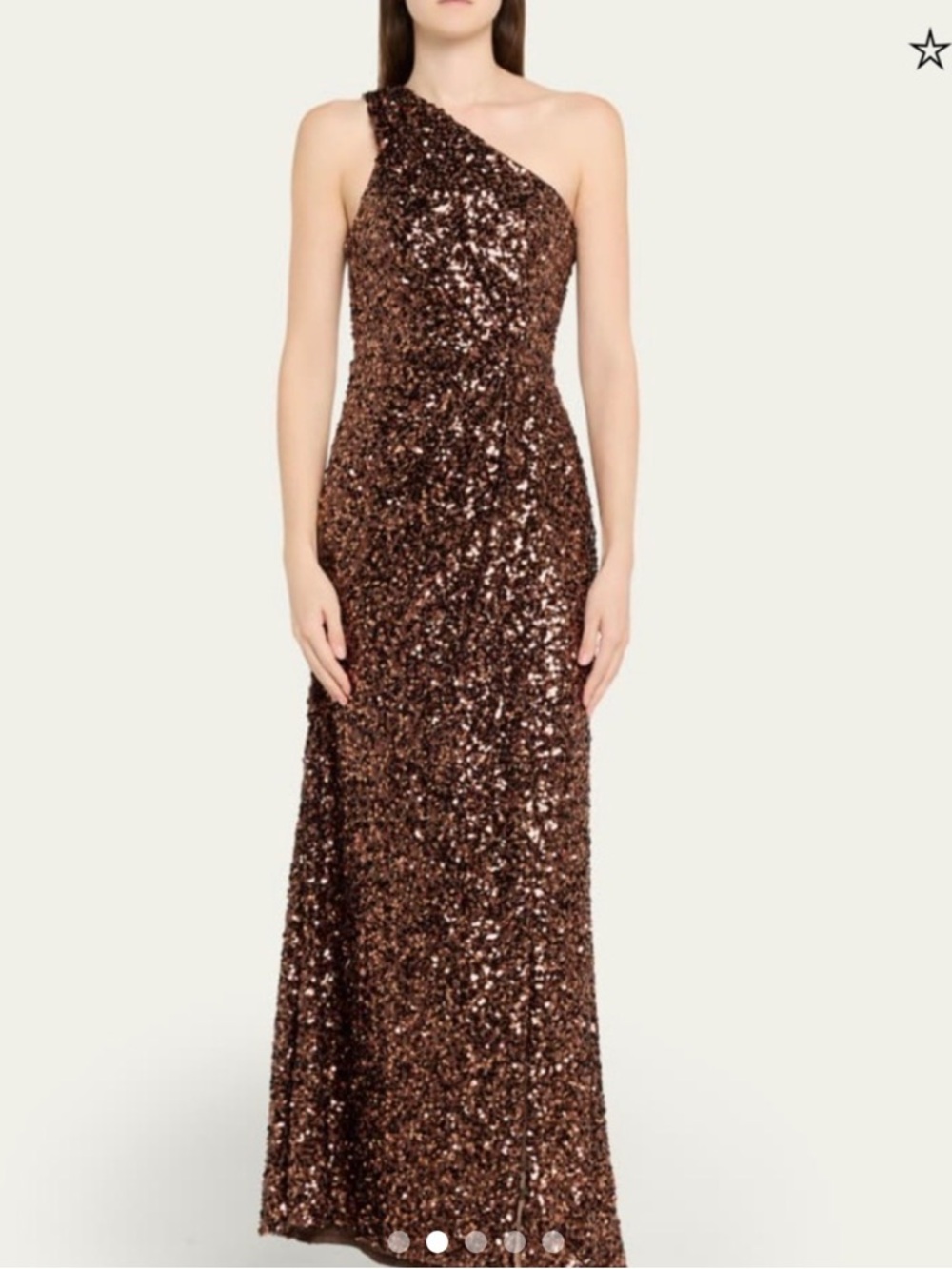 Halston One-Shoulder Sequin Gown in brown / Bronze size 10